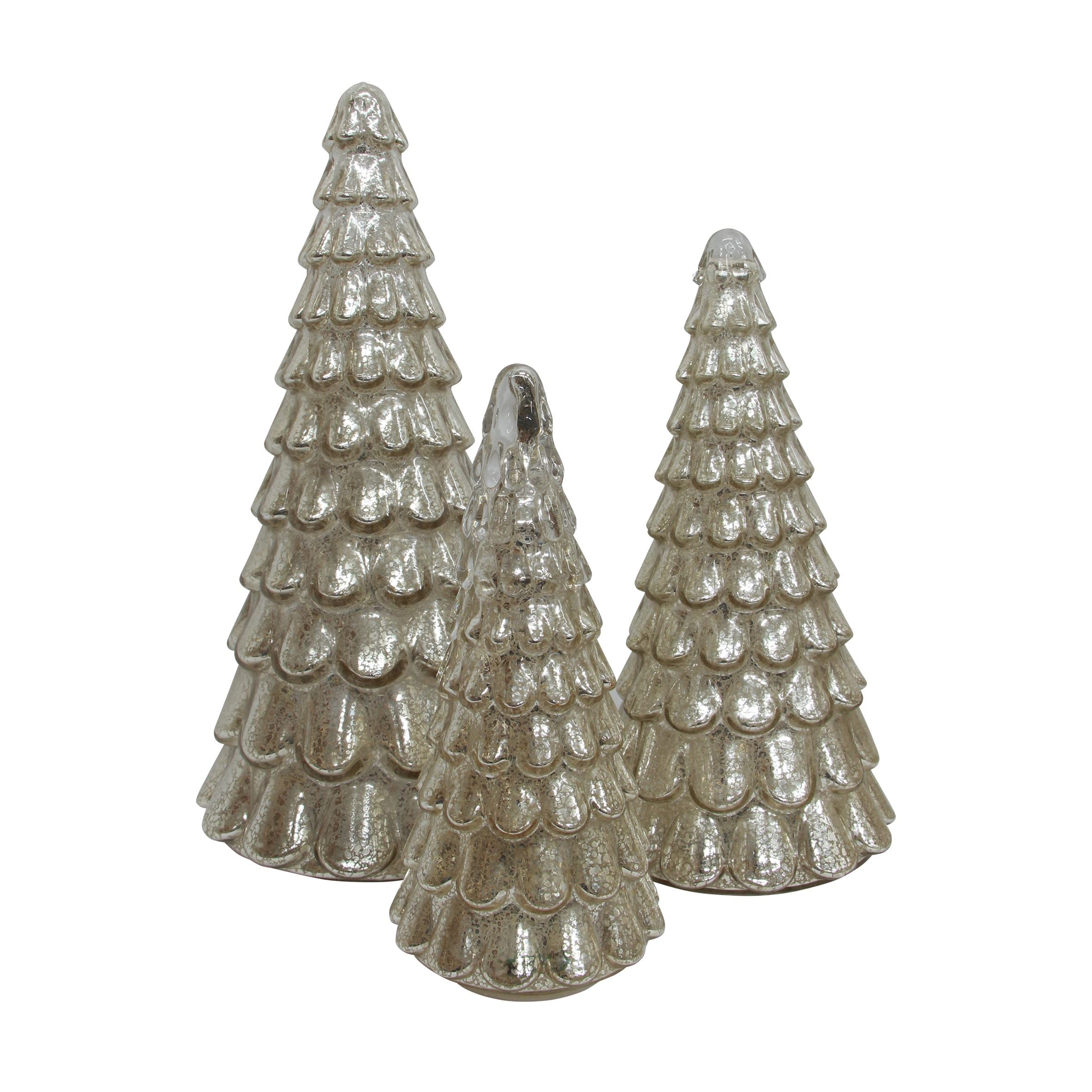 Antique Silver Snow Light Up Tree-Medium