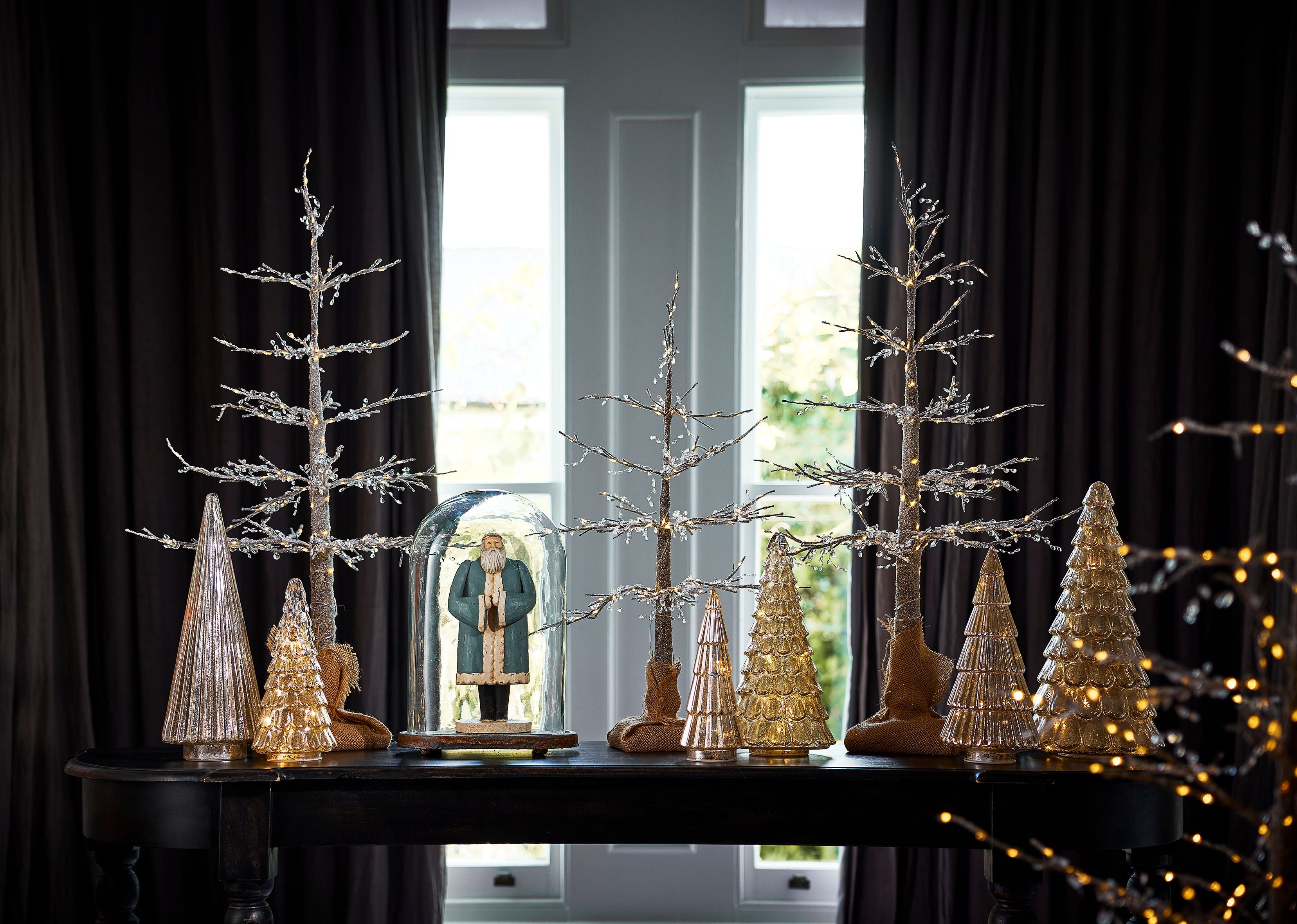 Antique Silver Snow Light Up Tree-Medium