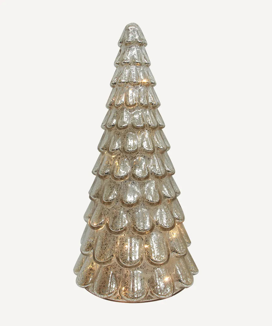 Antique Silver Snow Light Up Tree-Medium