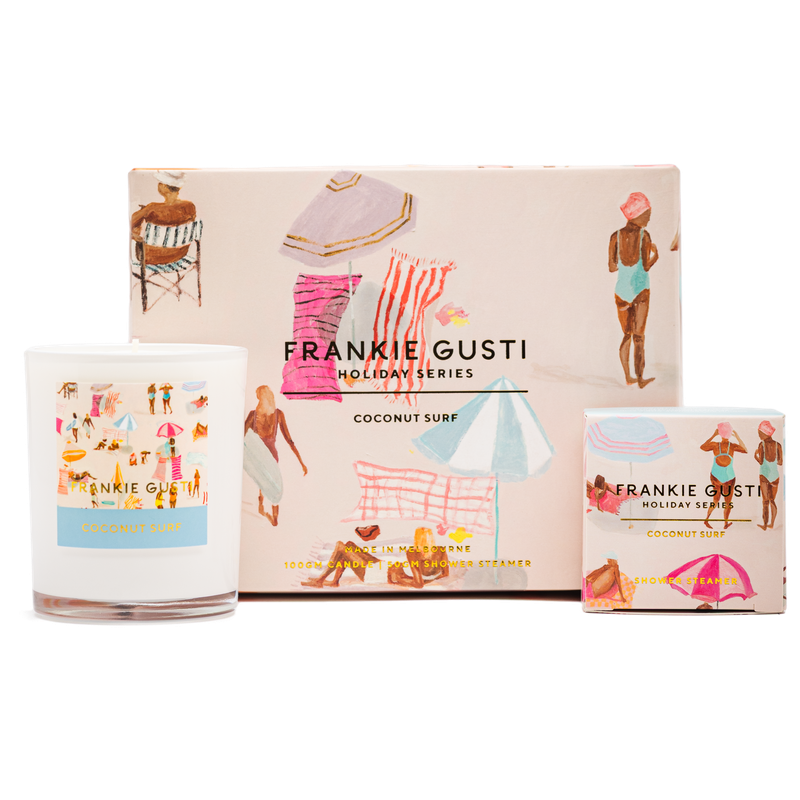 Frankie Gusti Holiday Series Candle and Steamer Duo Coconut Surf
