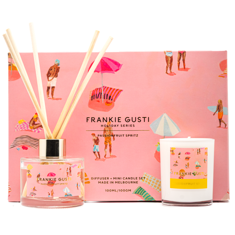 Frankie Gusti Holiday Series Duo- Candle & Diffuser- Passionfruit Spritz