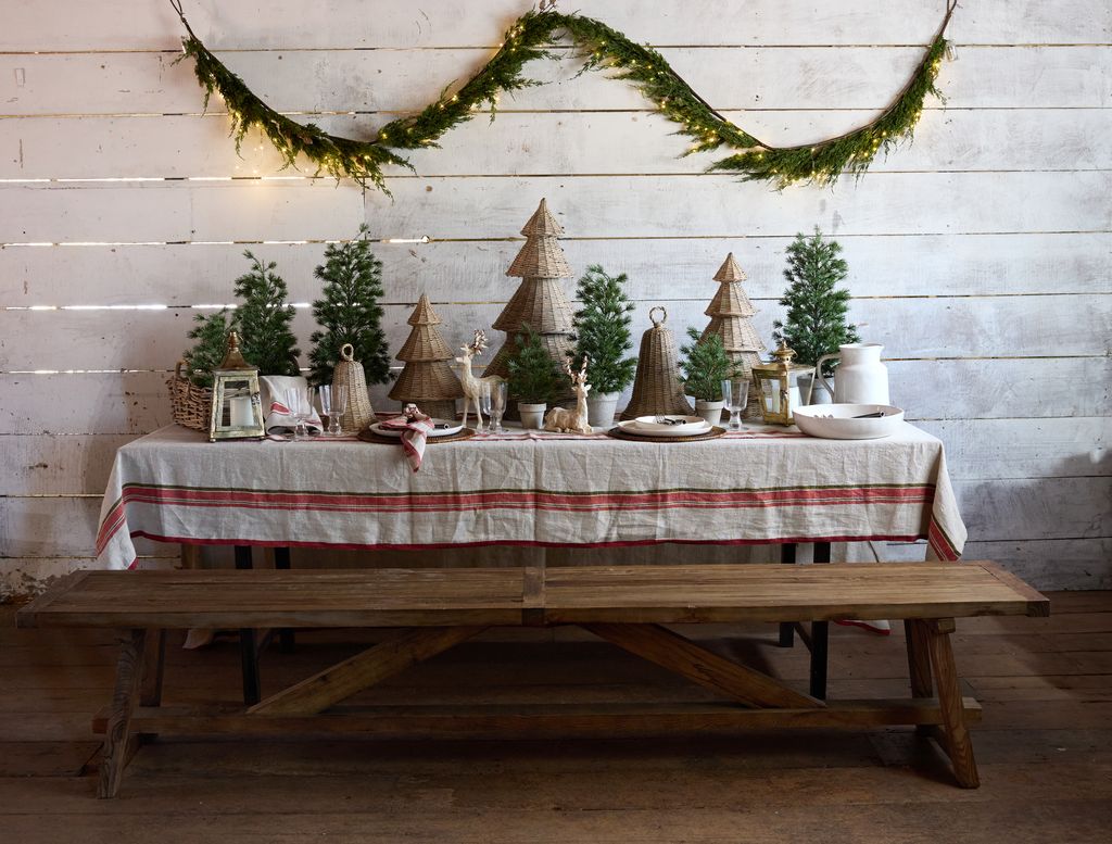 French Country Red Selvedge Stripe Linen Tablecloth