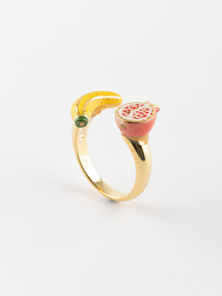 Nach Banana & Pomegranate Face to Face Adjustable Gold Ring