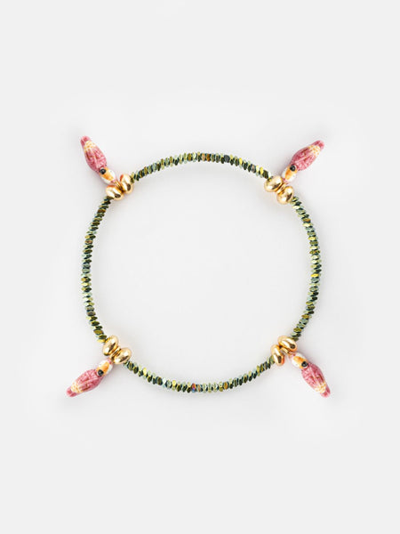 Nach Pink Cockatoo & Hermatite Beaded Bracelet