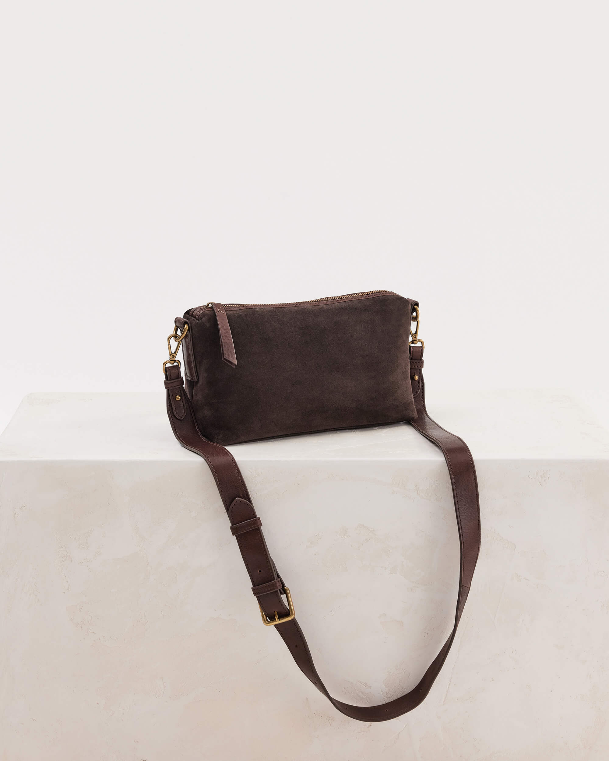 JuJu & Co Suede Teddy Bag in Chocolate