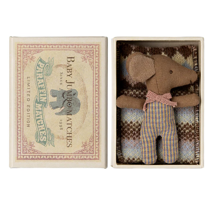 Maileg Sleepy Wakey Baby Mouse in Box Rose