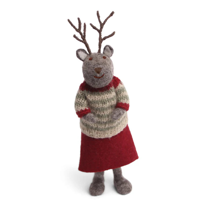 Gry & Sif Big Felt Deer Girl with Sweater & Skirt