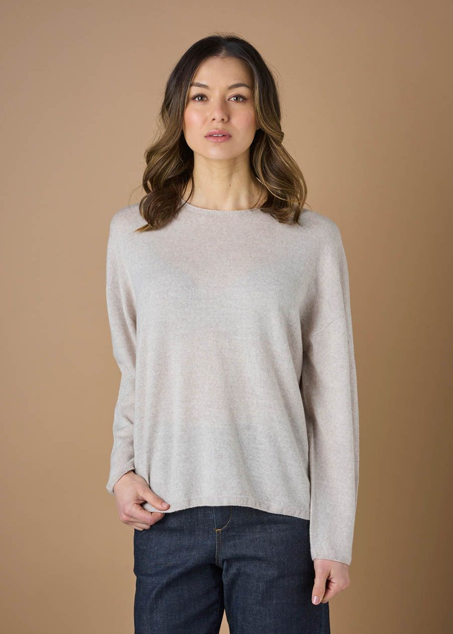 Uimi Adele Jersey Crew Boxy Jumper in Mushroom