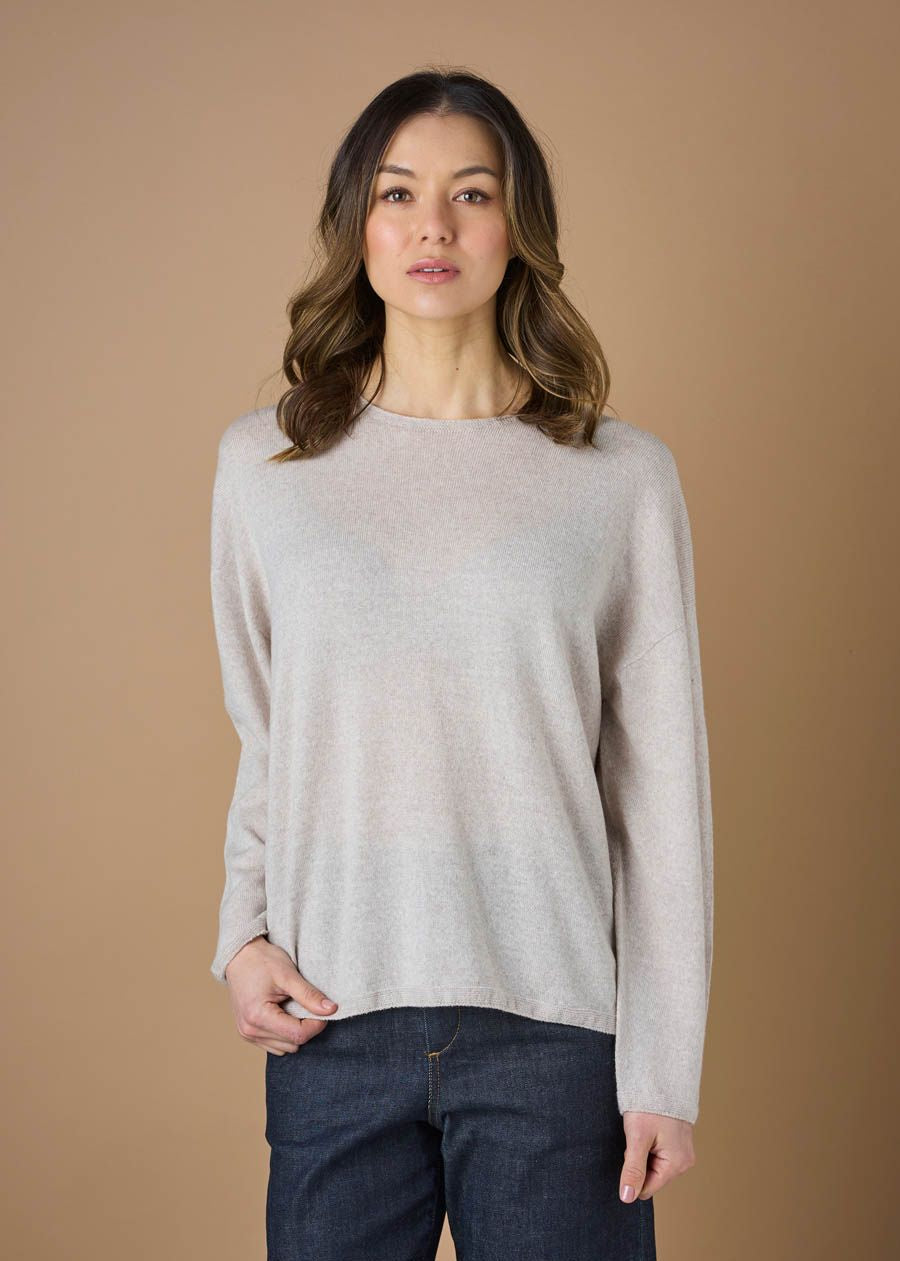 Uimi Adele Jersey Crew Boxy Jumper in Mushroom