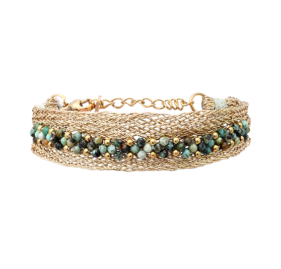 Agathe Bracelet- Green & Gold