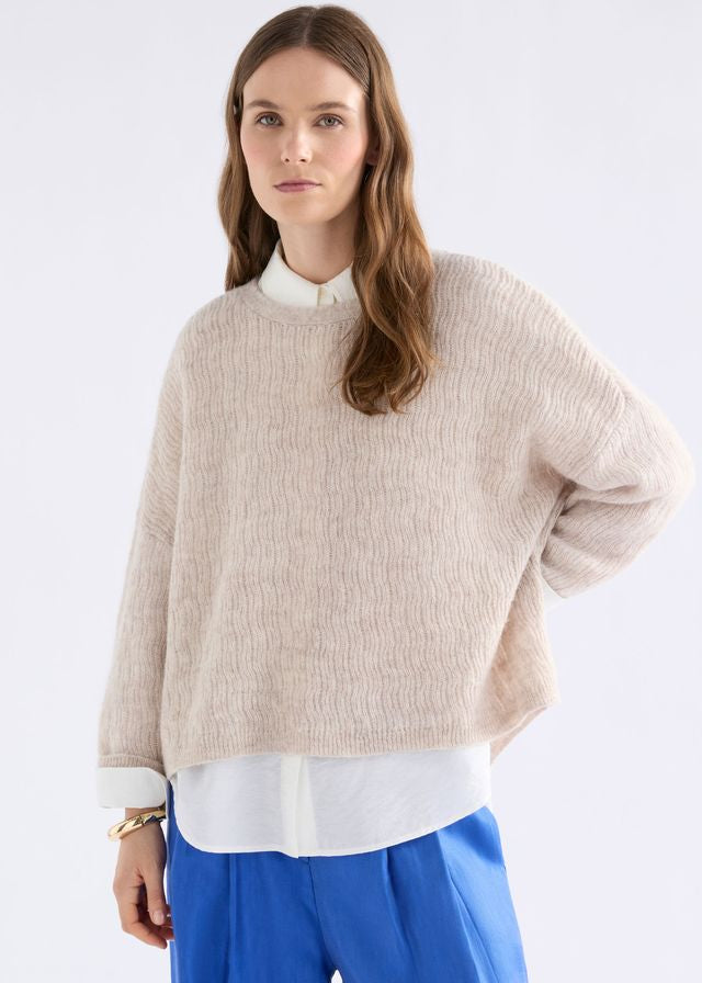 ELK Agna Pattern Sweater Ecru