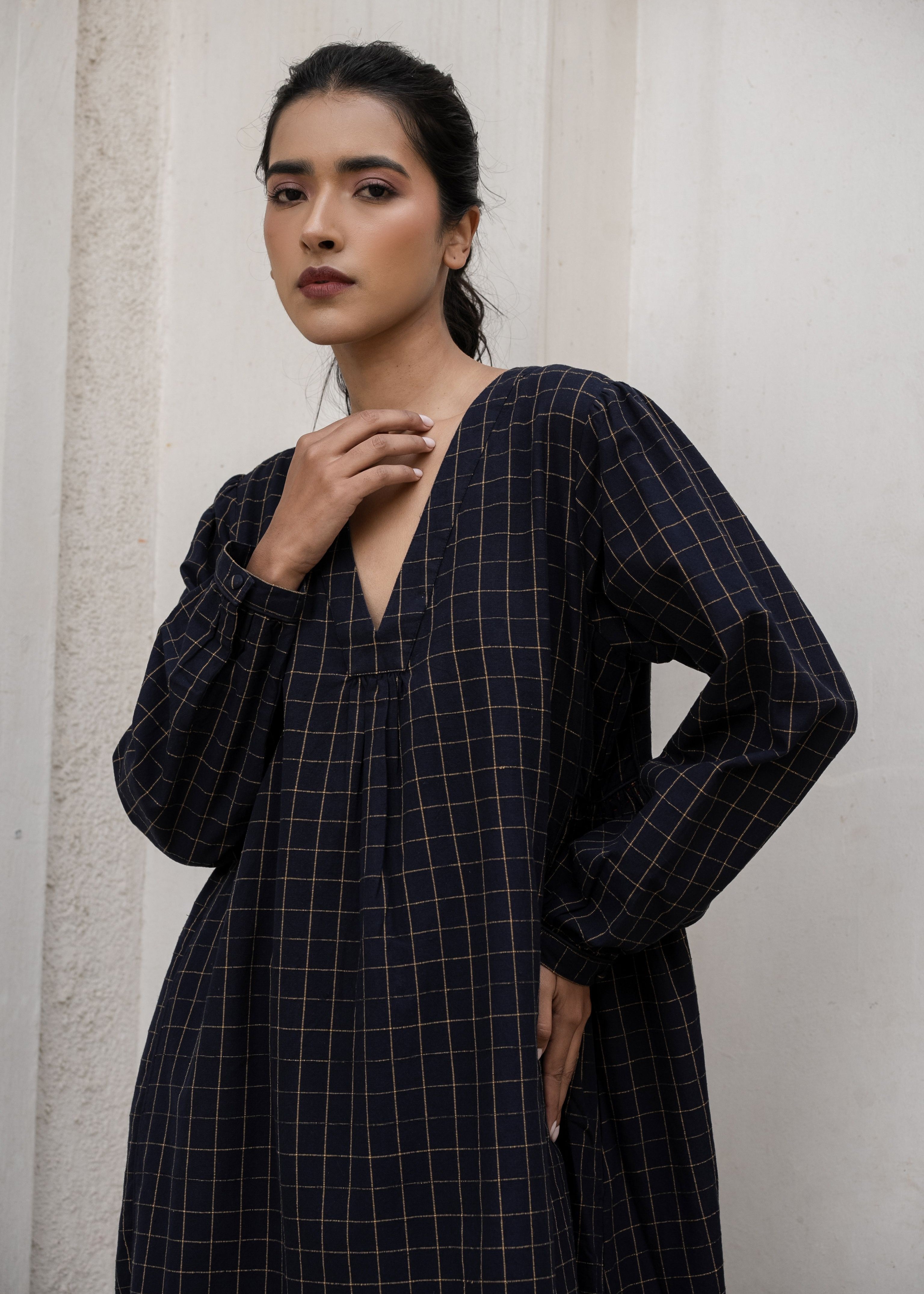 Sahana Akimi Dress- Navy Check