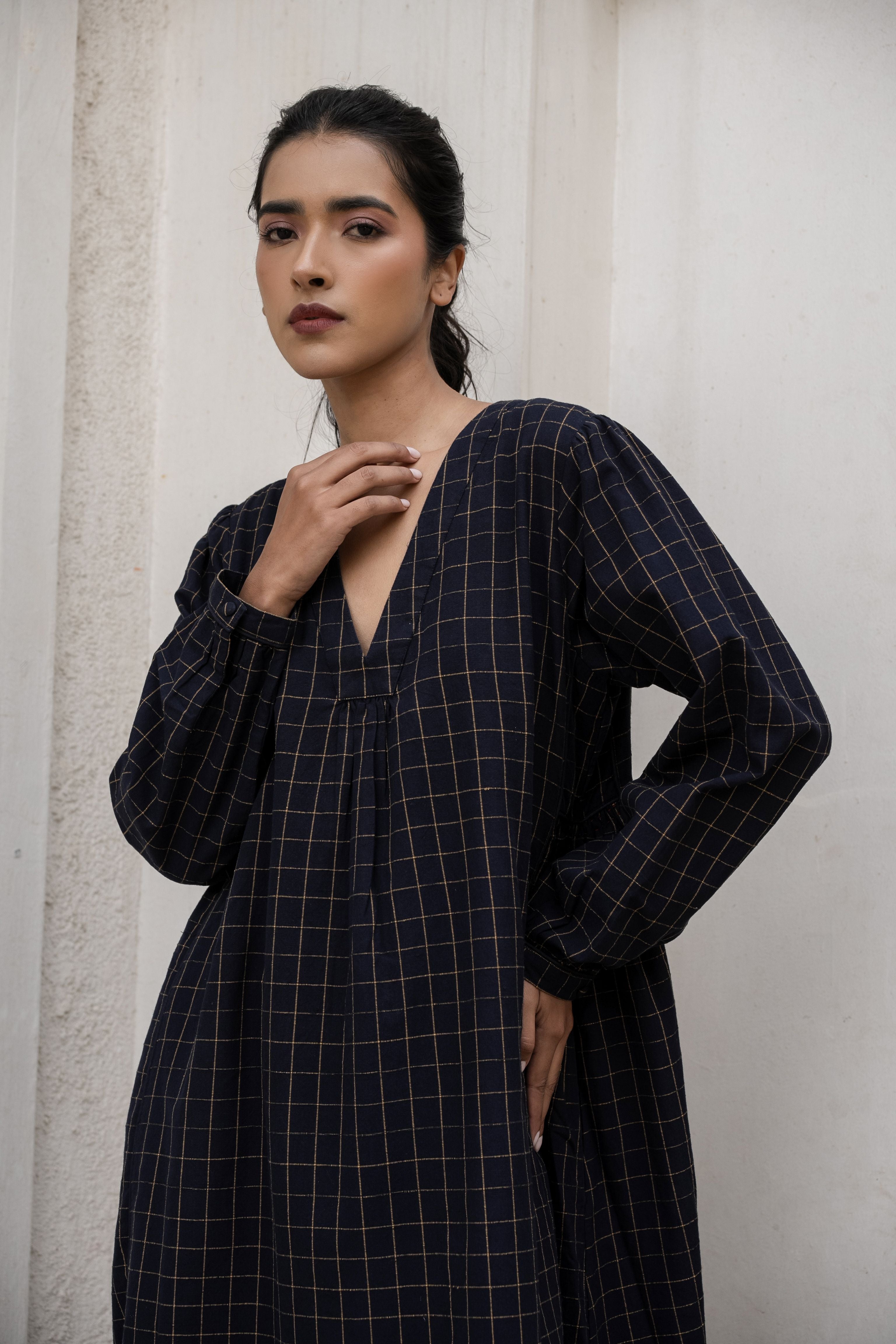 Sahana Akimi Dress- Navy Check
