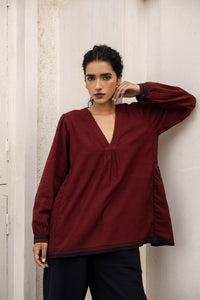 Akimi Top- Red Wine - S