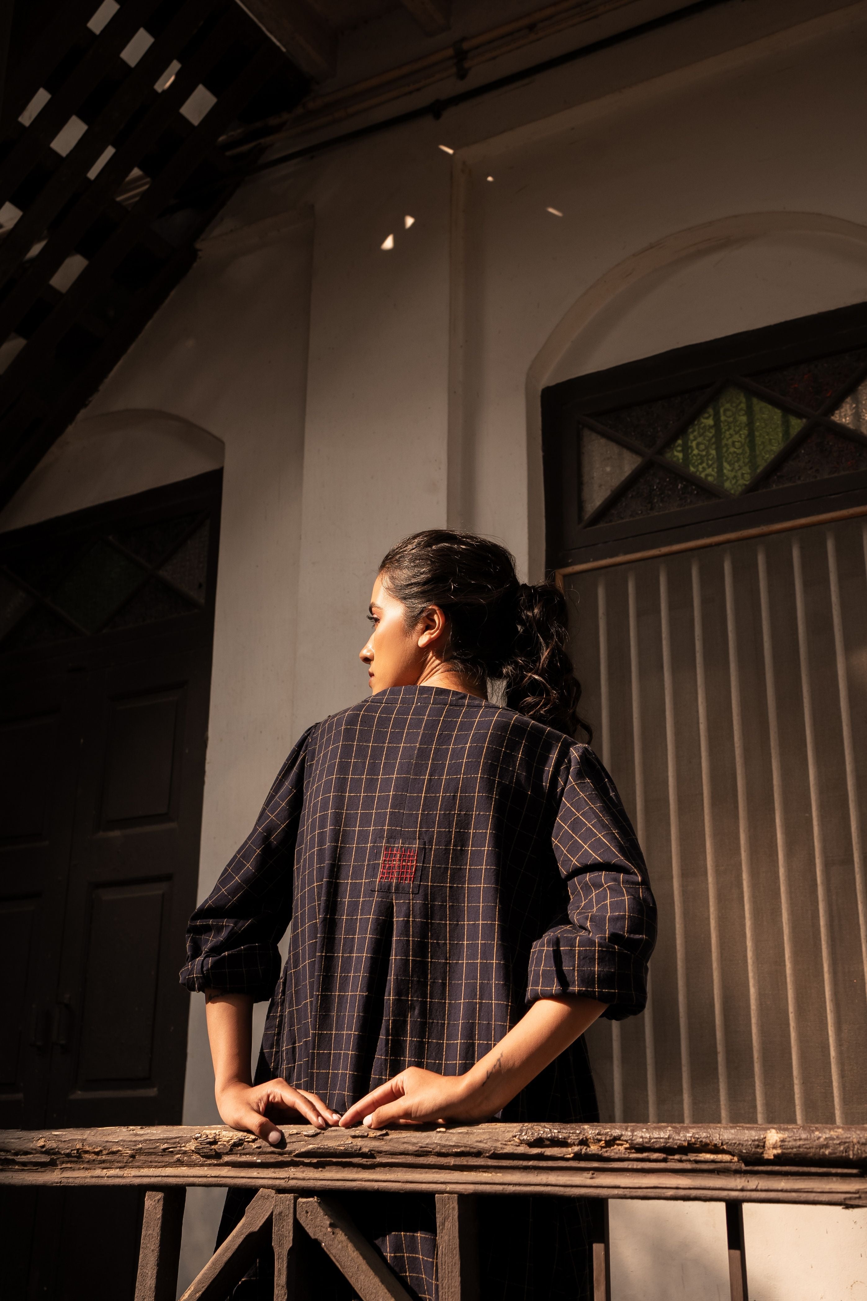 Akimi Dress- Navy Check