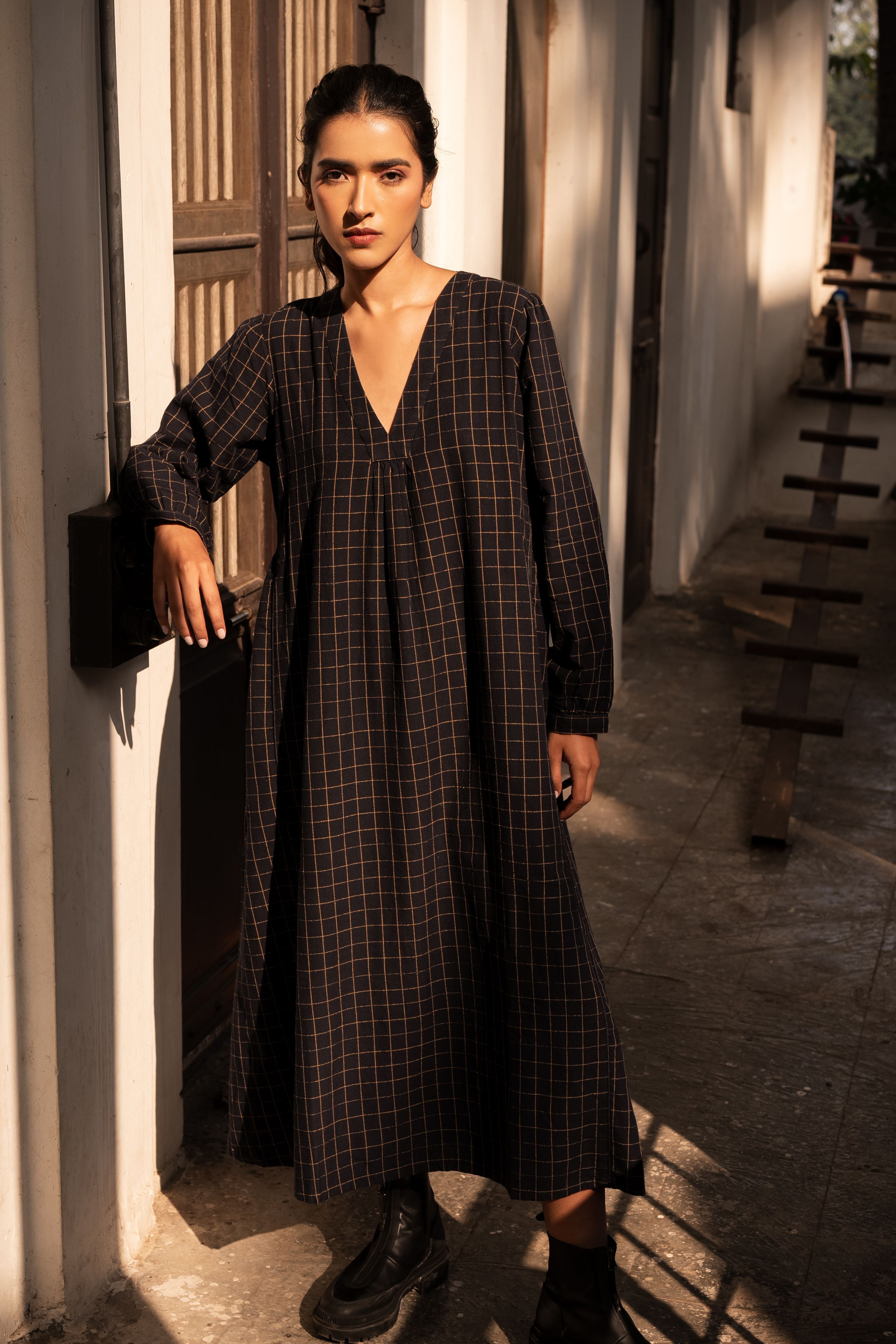 Akimi Dress- Navy Check