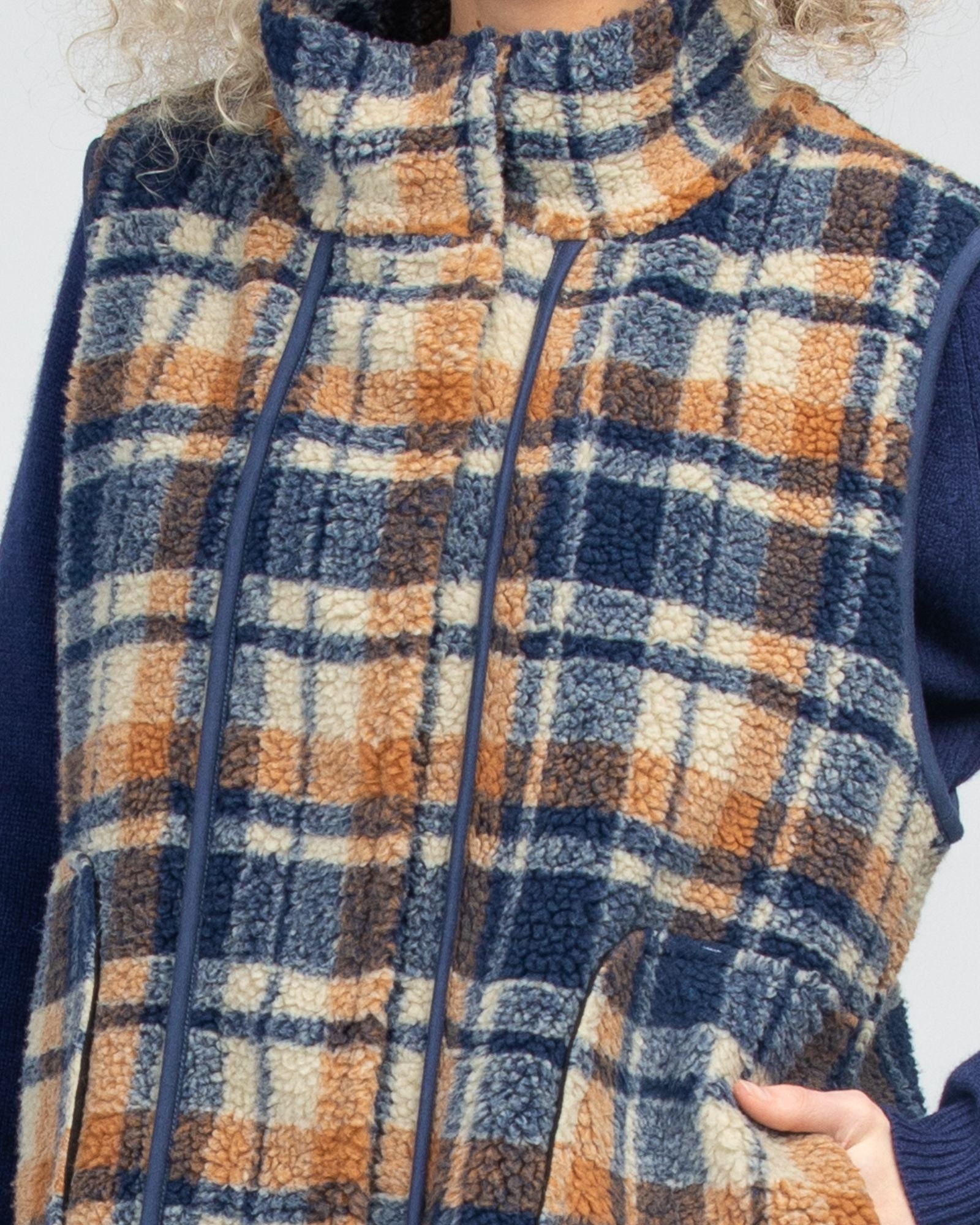 Alba Vest- Navy/Brown