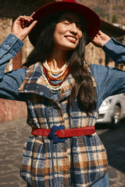 Boom Shankar Alba Vest in Navy/Brown