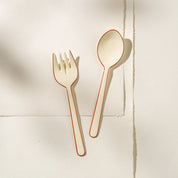 Inartisan Alder Enamel Salad Servers in Cream