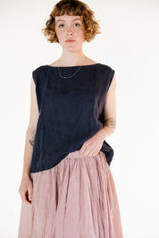 Metta Melbourne Anna Top Light Linen Navy