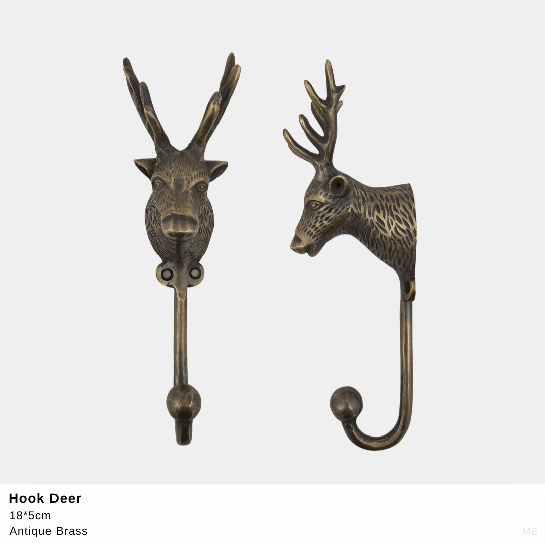 Antique Brass Deer Hook
