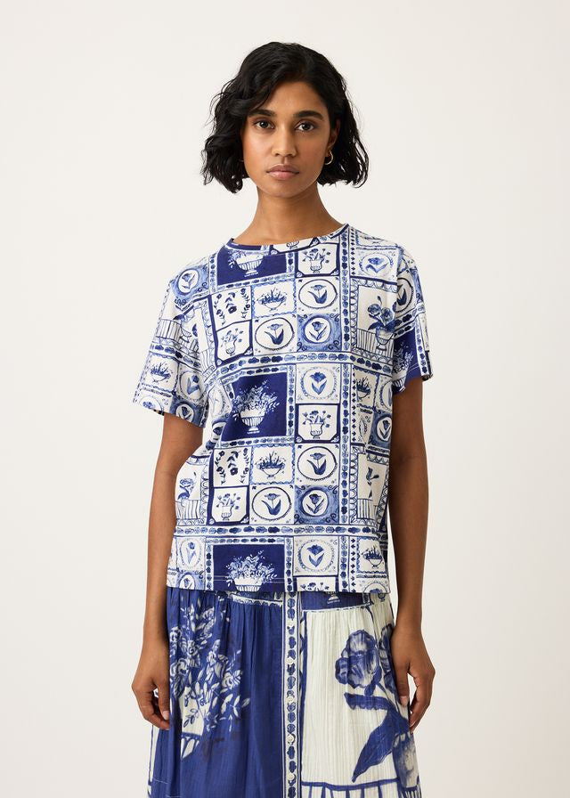 Nancybird Apollo Cotton Tee in Lyon Tile Print