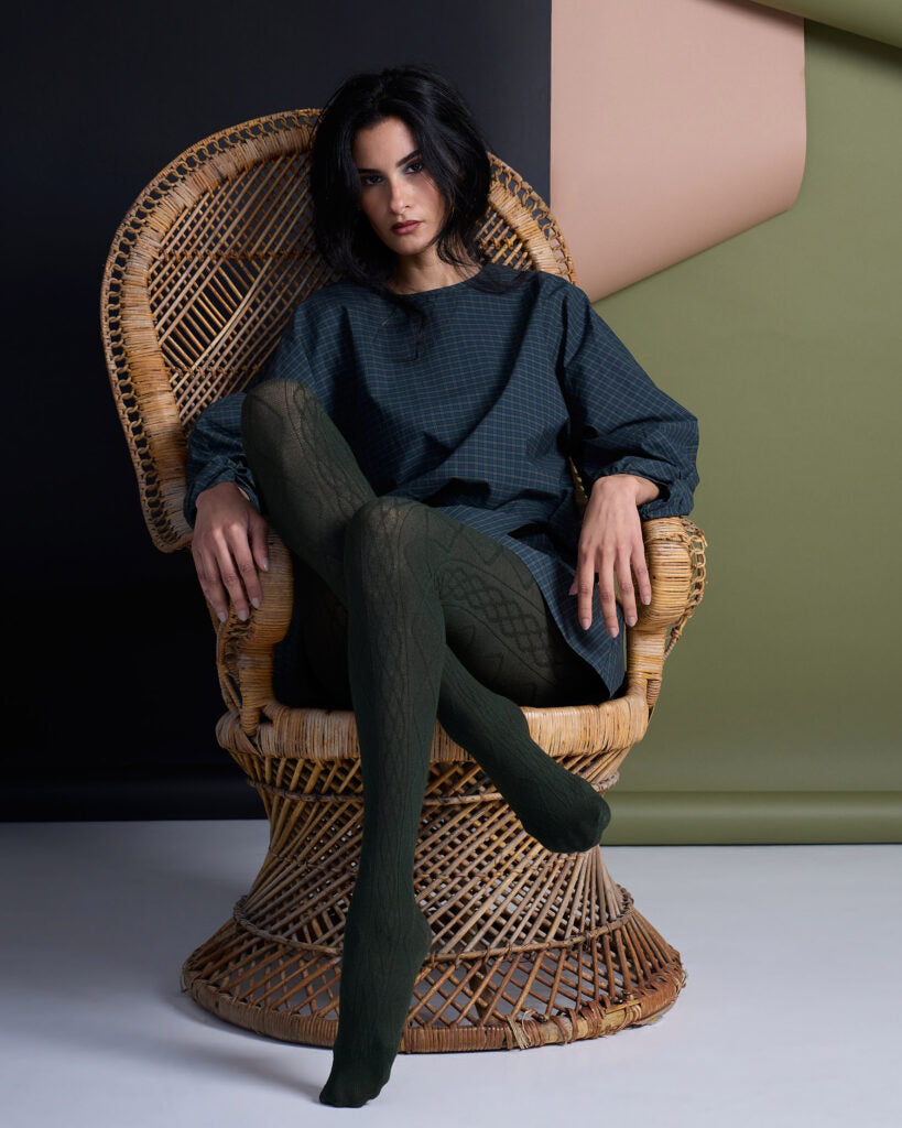 Tightology Aran Cashmere Tights in Green