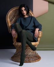 Tightology Aran Cashmere Tights in Green