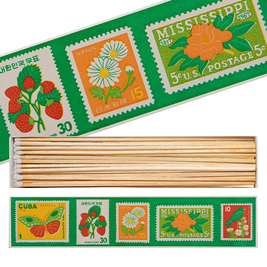 Archivist Gallery Long Matches in Vintage Stamp print