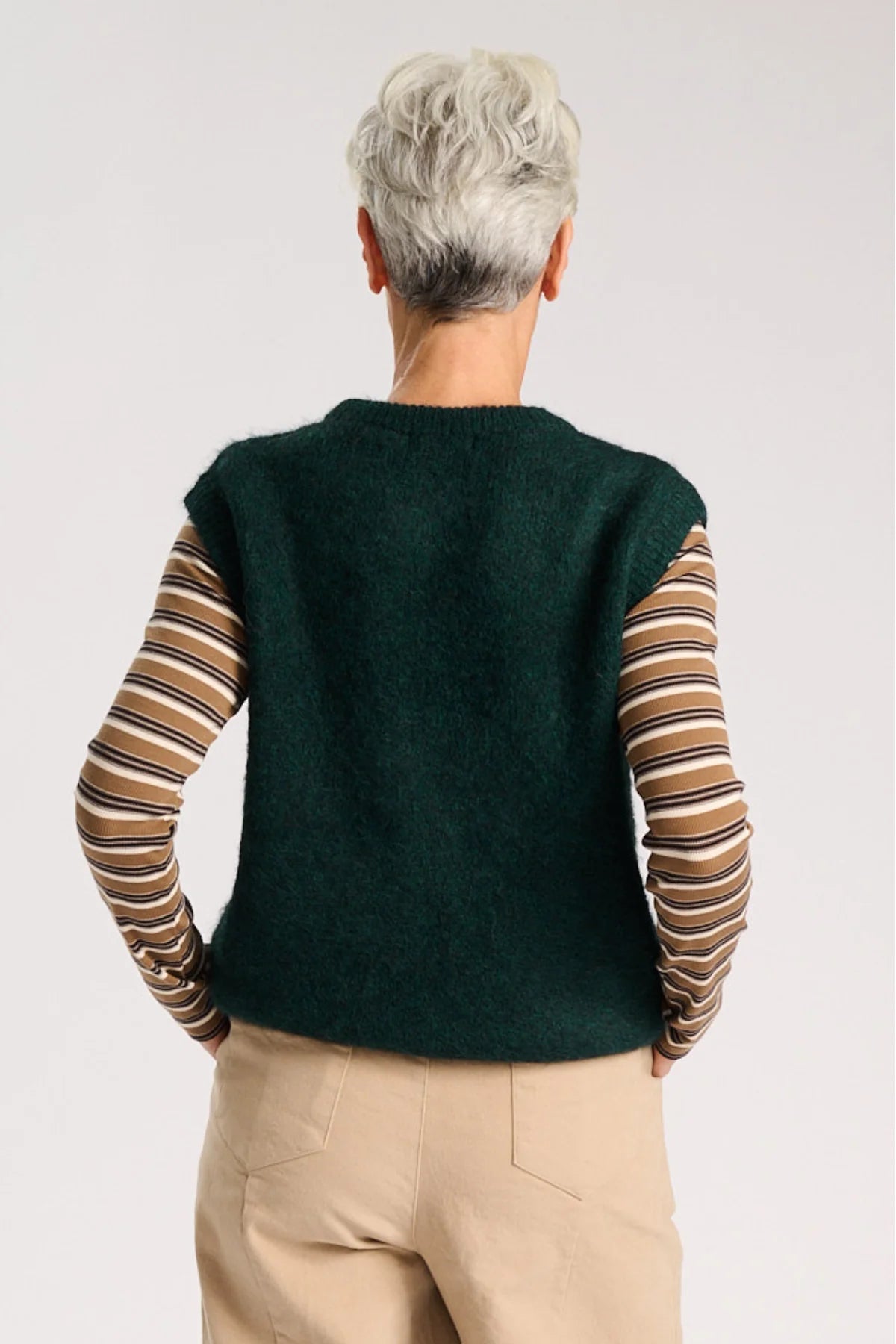 Aspen Round Neck Vest- Forest