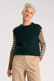 Olga de Polga Aspen Alpaca Round Neck Vest in Forest