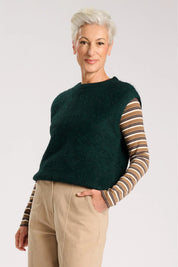 Aspen Round Neck Vest- Forest