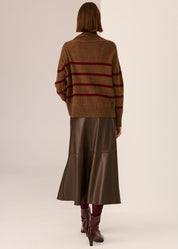 Astor Stripe Knit- Toffee/Wine