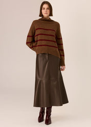 POL Astor Stripe Knit in Toffee/ Wine