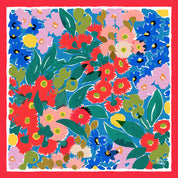 Julie White Bush Bloom Red Silk Square Scarf