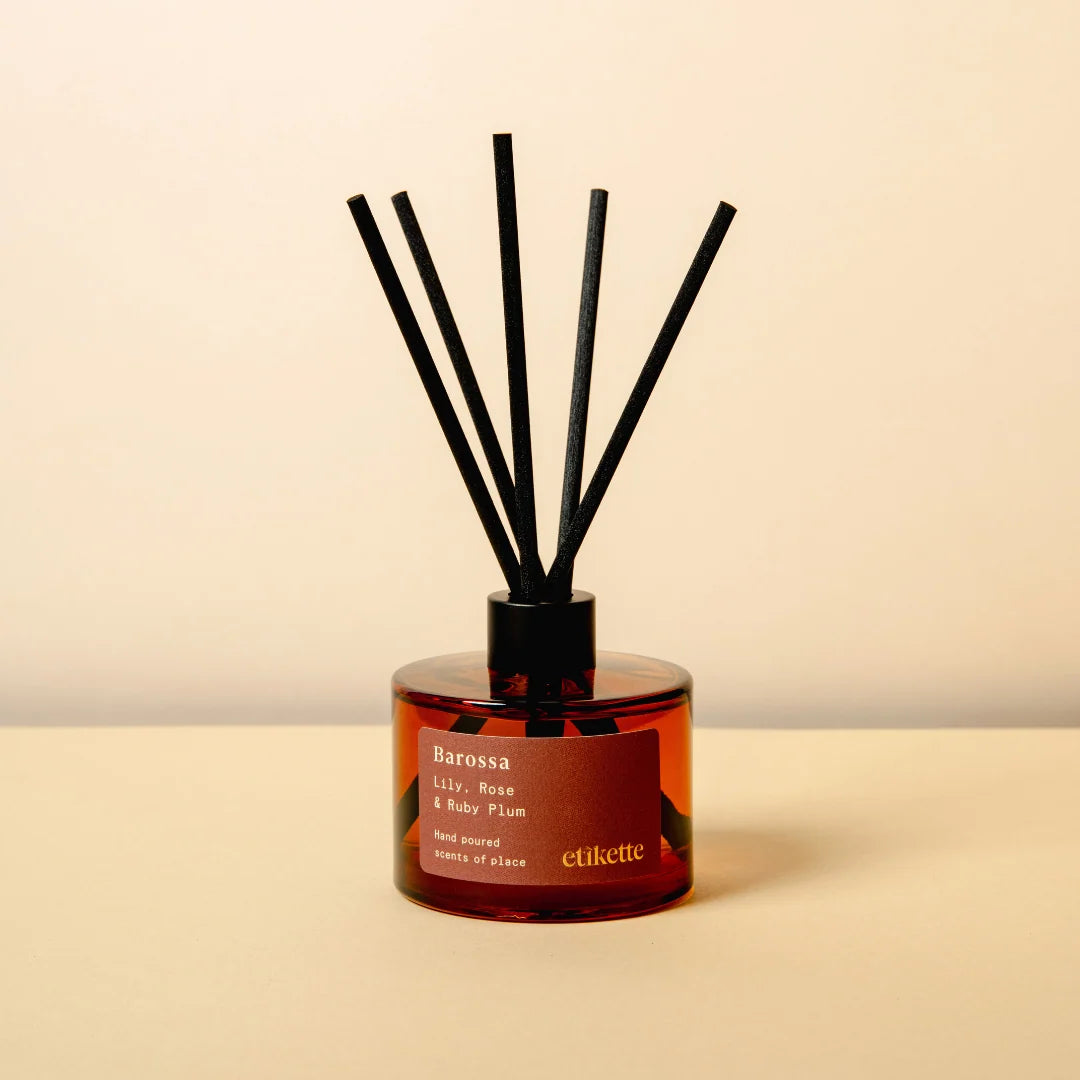 Etikette Barossa Lily, Rose & Ruby Plum Eco Reed Diffuser