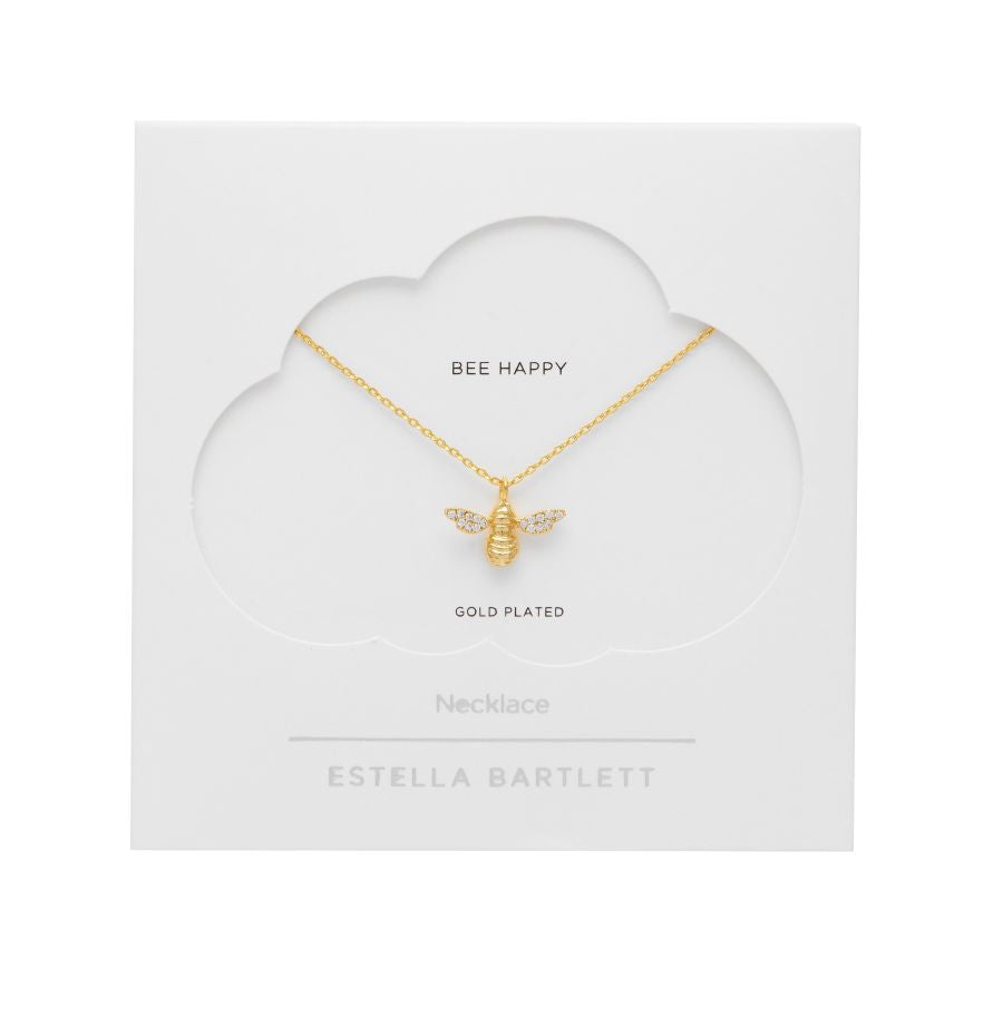 Bee Sparkle Wings Necklace- Gold