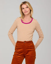 Boom Shankar Bellissimo Long Sleeve Top Caramel Cream Stripe