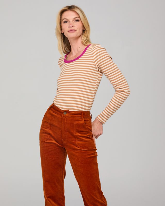 Bellissimo L/S Top- Caramel Stripe