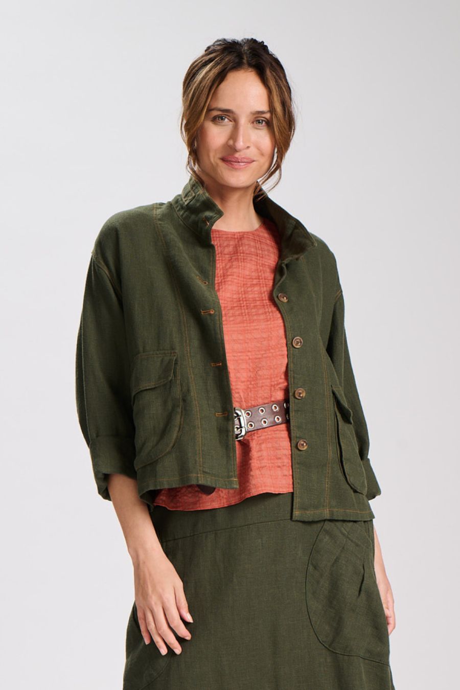Olga de Polga Billie Fiesta Linen Jacket in Khaki