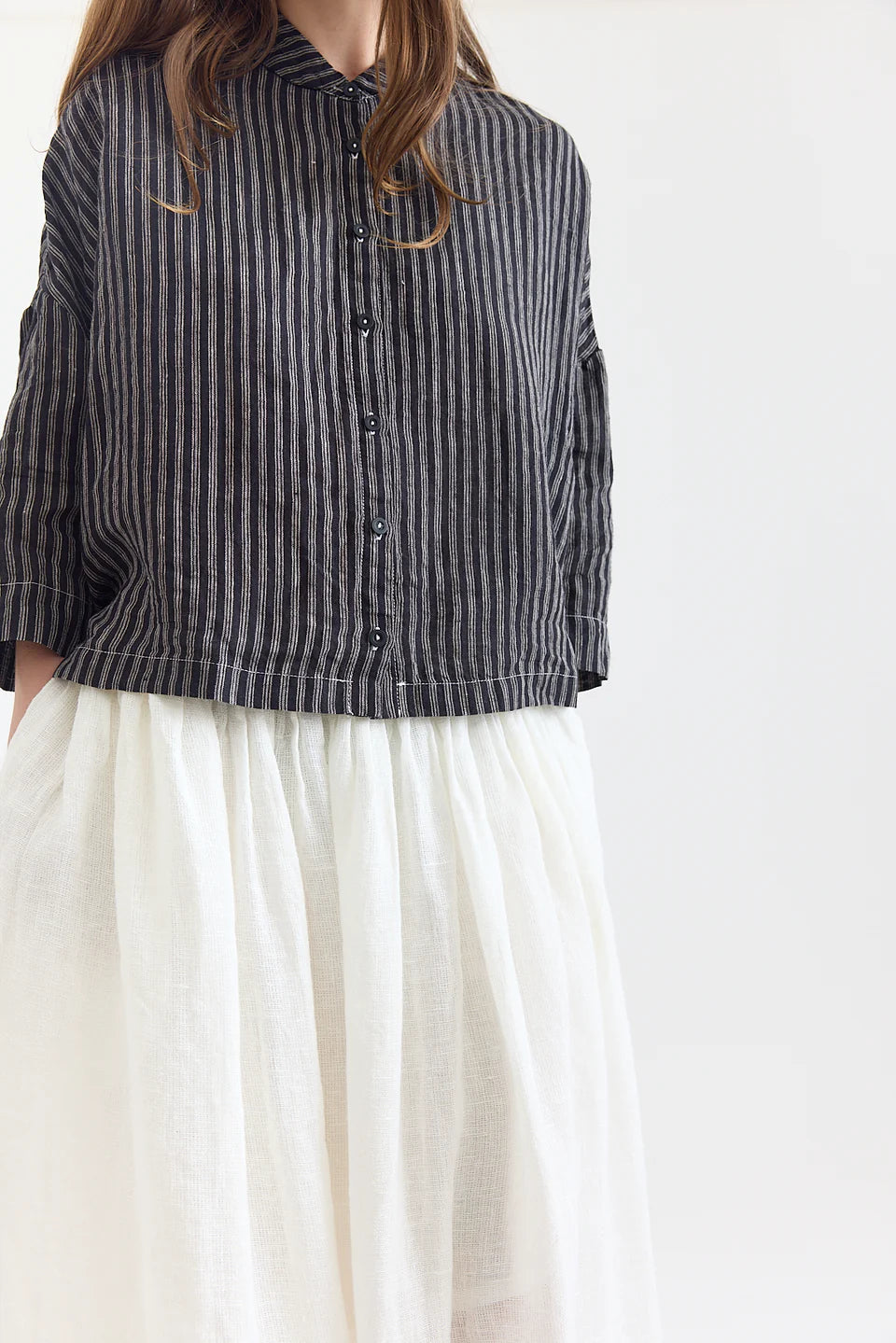 Rae Linen Shirt- Black & White Ticking