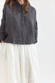 Rae Linen Shirt- Black & White Ticking