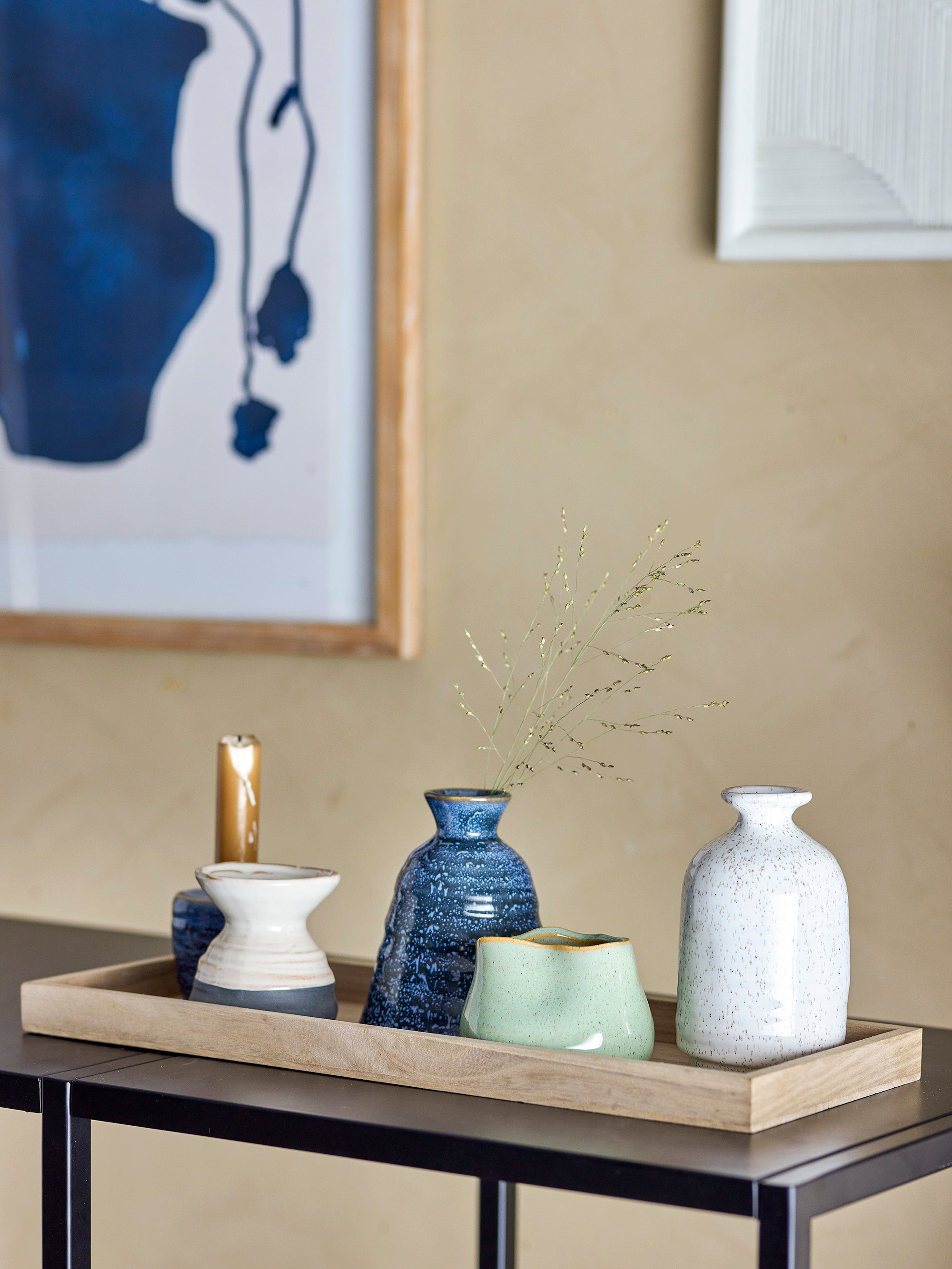 Set of Votives & Vases on Wooden Tray