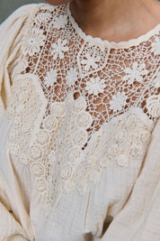 Riya Embroidered Blouse-Cream