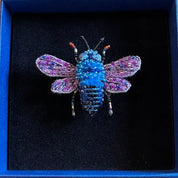 Trovelore Embellished Brooch Pin Blue Bumblebee