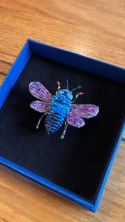 Blue Bumblebee Brooch
