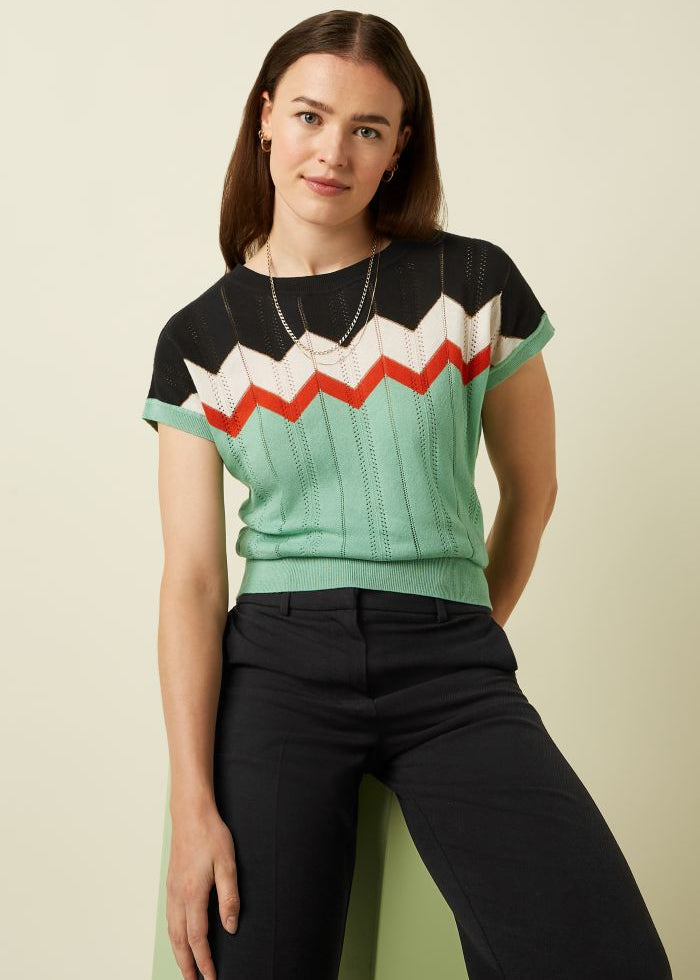 King Louie Boatneck Top Nova in Minty Meadow
