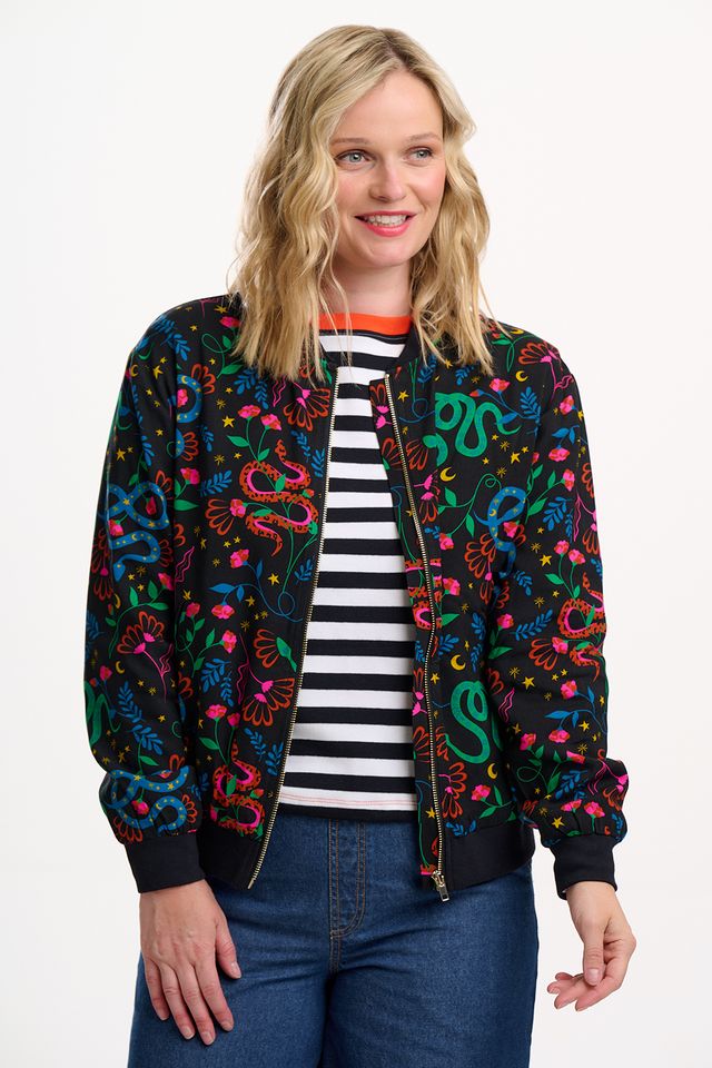 Sugarhill Brighton Bobbi Bomber Jacket Snake Floral