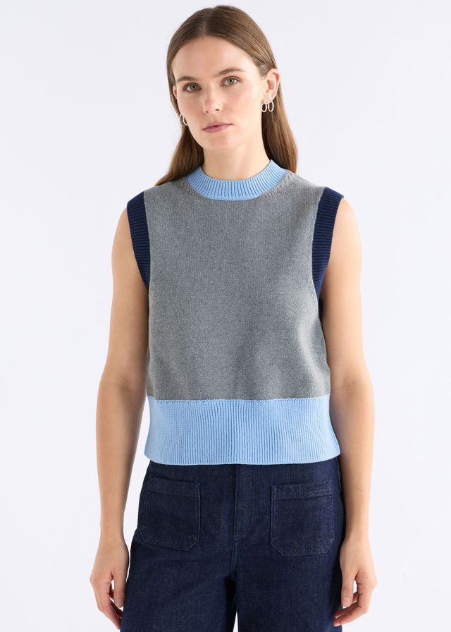 ELK the Label Bolsa Knit Vest in Grey Marle