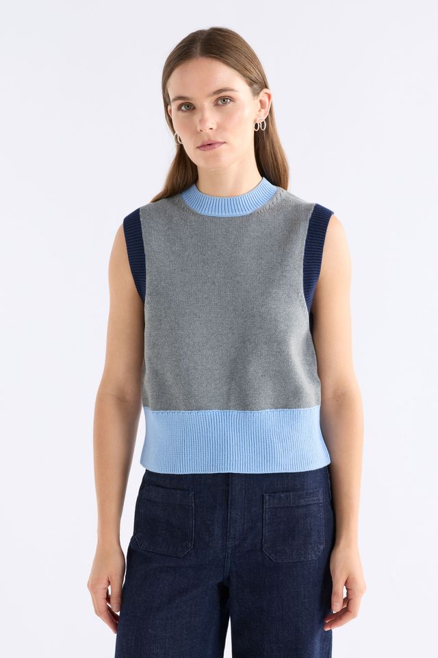 ELK the Label Bolsa Knit Vest in Grey Marle